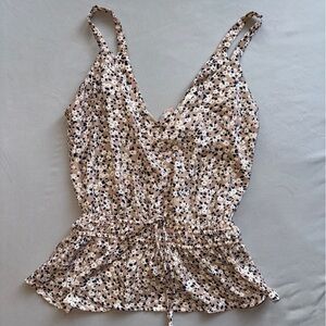 Tan Floral Tank Top